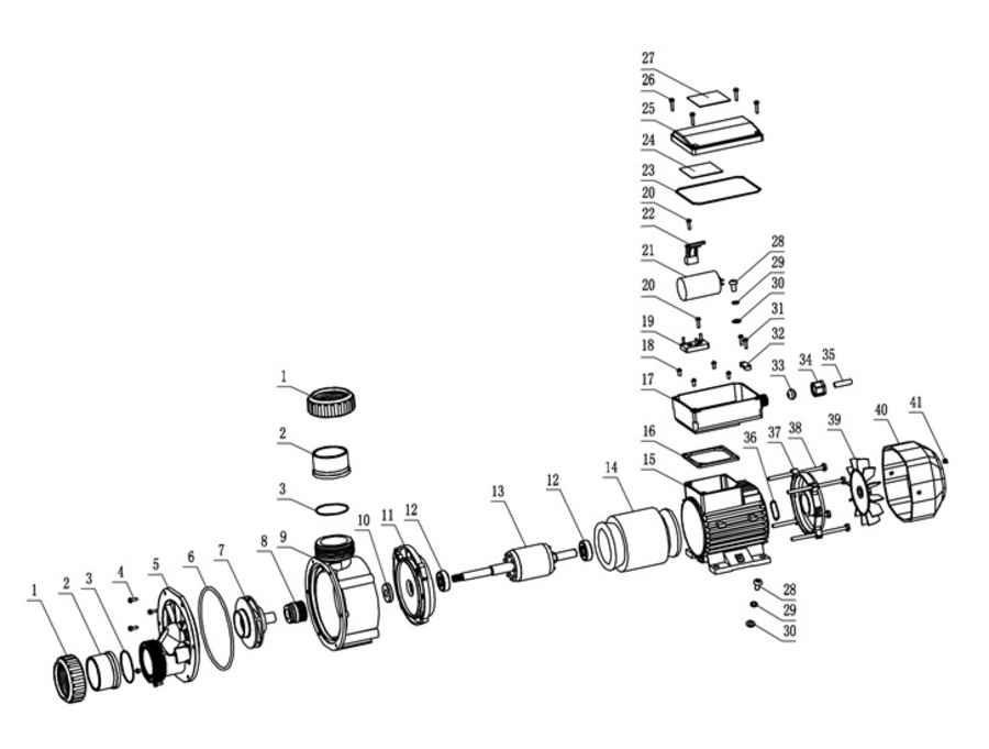 LX JA35 and JA50 spa pump exploded diagram